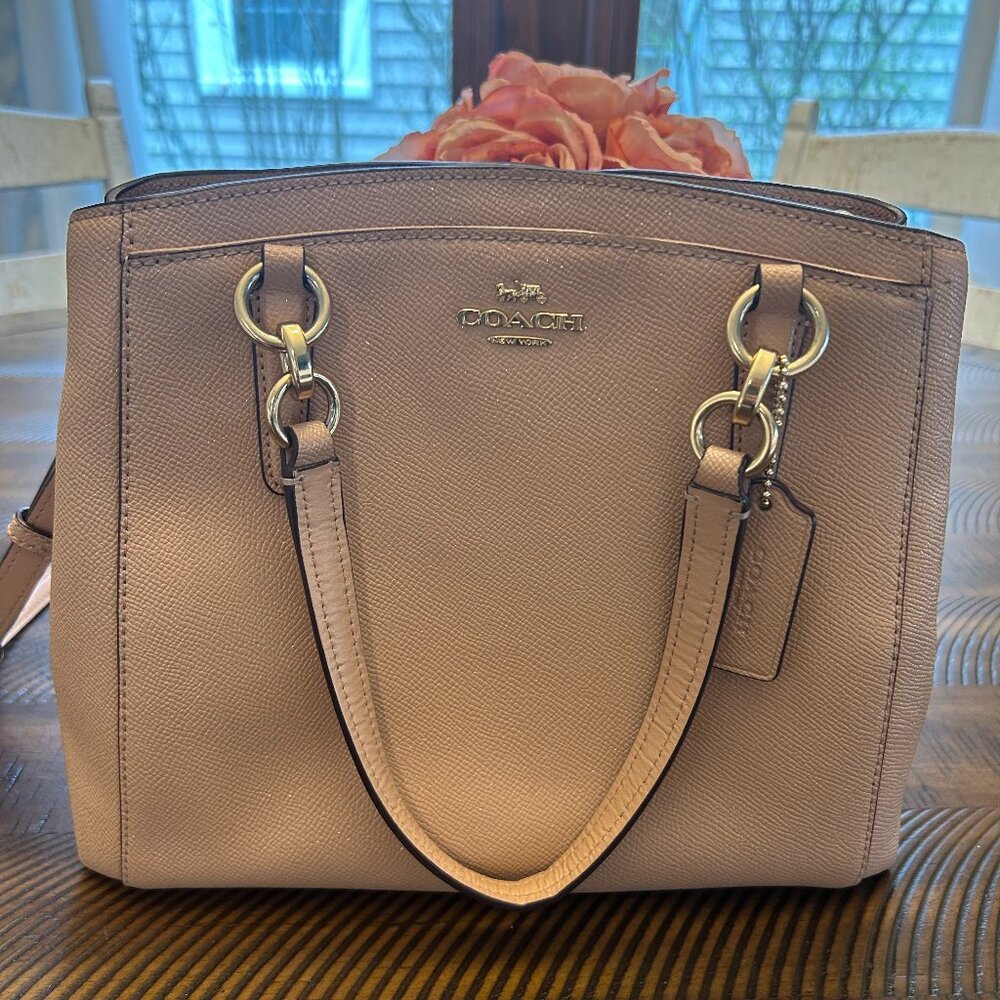 Coach Pink Glitter Crossgrain Leather Minetta Crossbody